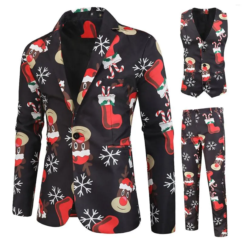 Männer Trainingsanzüge Santa Claus Mantel Weihnachten Anzug Mode Drei Peices Jahr Dress Up Kostüm Homme Blazer Weste Hosen Anzüge