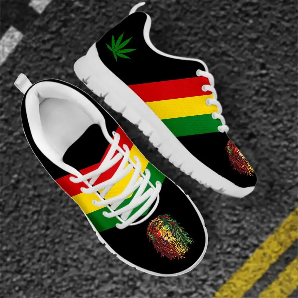 Обувь Hycool Jamaica Rastafari Flag с регги листья печатают Unisex Sport Shoune Женские винтажные женщины Мужчин