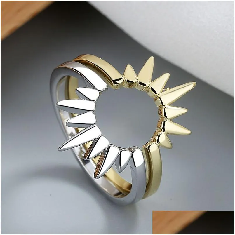 Bandringe Modeschmuck Femme Gold Sier Farbe Niedliche Sonnenblume Zwei in einem Mtiple Tragemethoden Ring für Drop-Lieferung Dhahm
