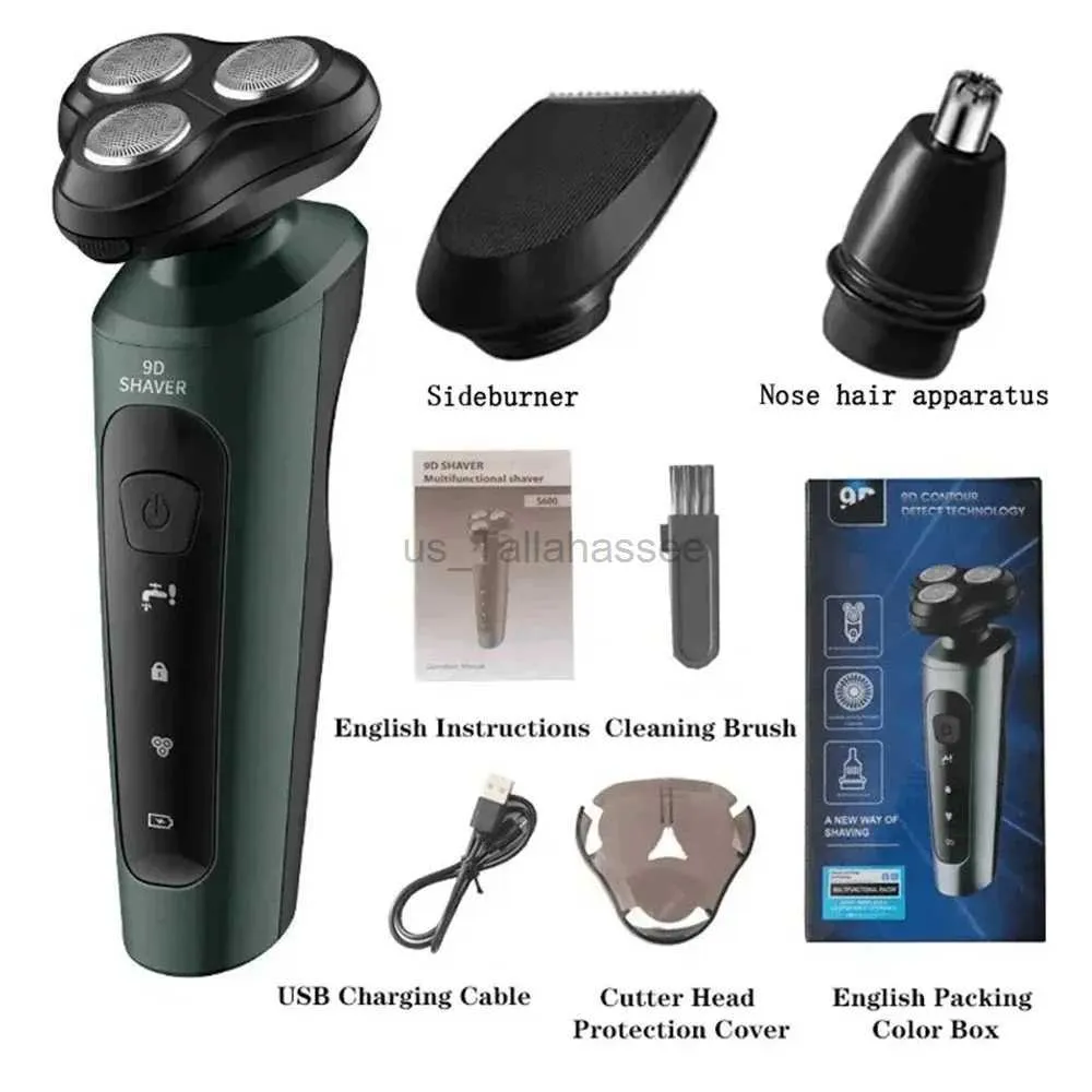 Elektriska rakare 4 i 1 Electric Shavers för män Vattentät elektrisk trimmer Razor Våt torr användning laddningsbar batteri Rotary Shaver Machine Rakning 240329