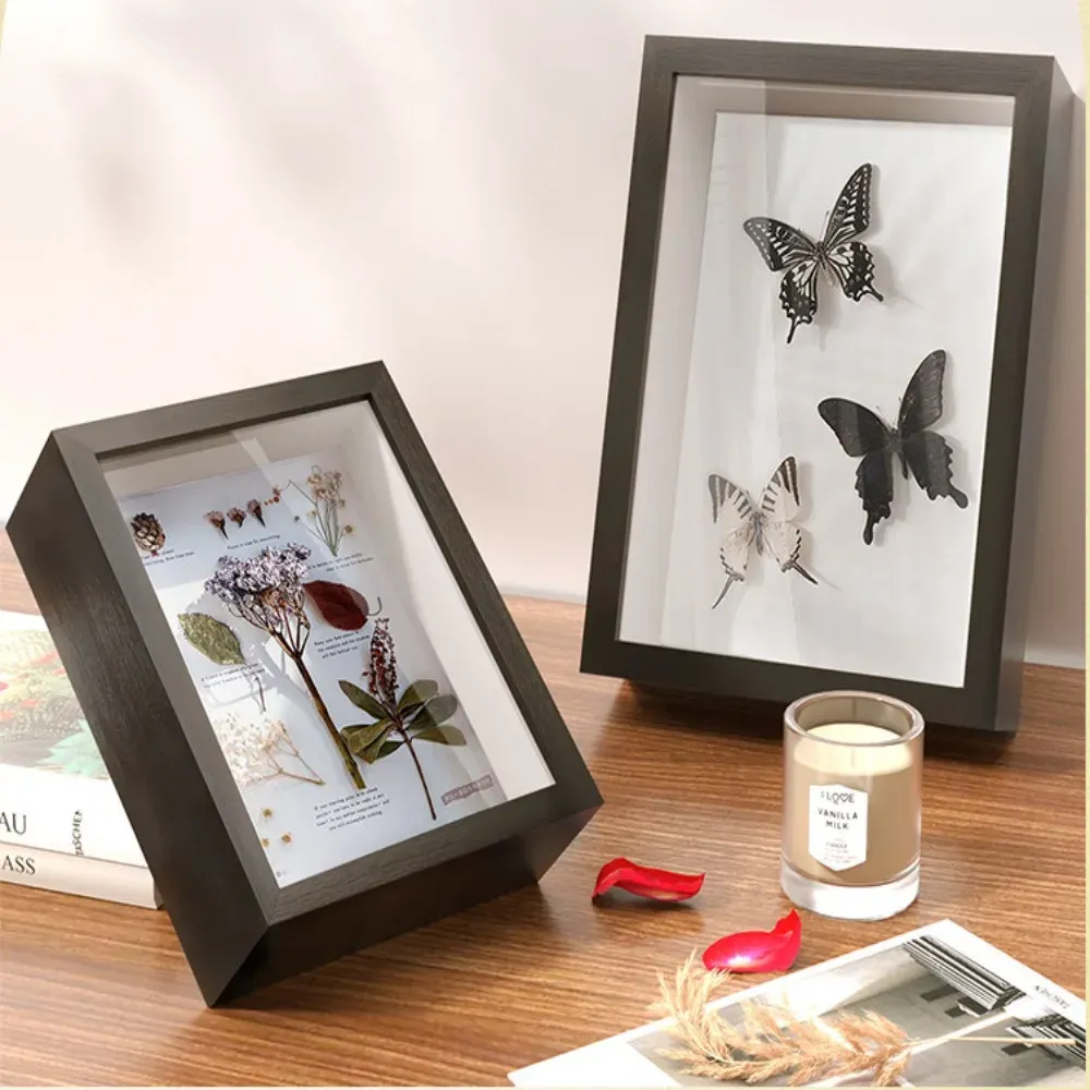 Frame zwevend hout gedroogd bereik diepe doos display doos afbeelding geheugenkast foto foto display frame doos