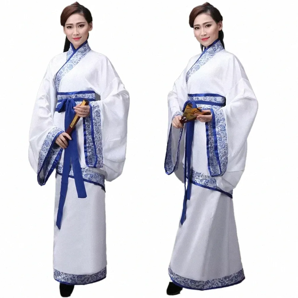 Novo Design Branco Hanfu Dr Natial Traje Antigo Hanfu Dança Folclórica Chinesa Dinastia Tang Roupas de Desempenho de Palco x5xB #