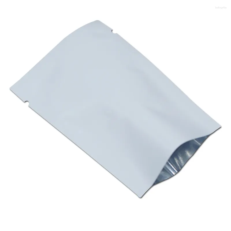 Sacs de rangement 10 15 cm sac en plastique plat en aluminium 100 pièces en aluminium thermoscellé blanc pour emballage alimentaire de fête pochette sous vide aluminisée