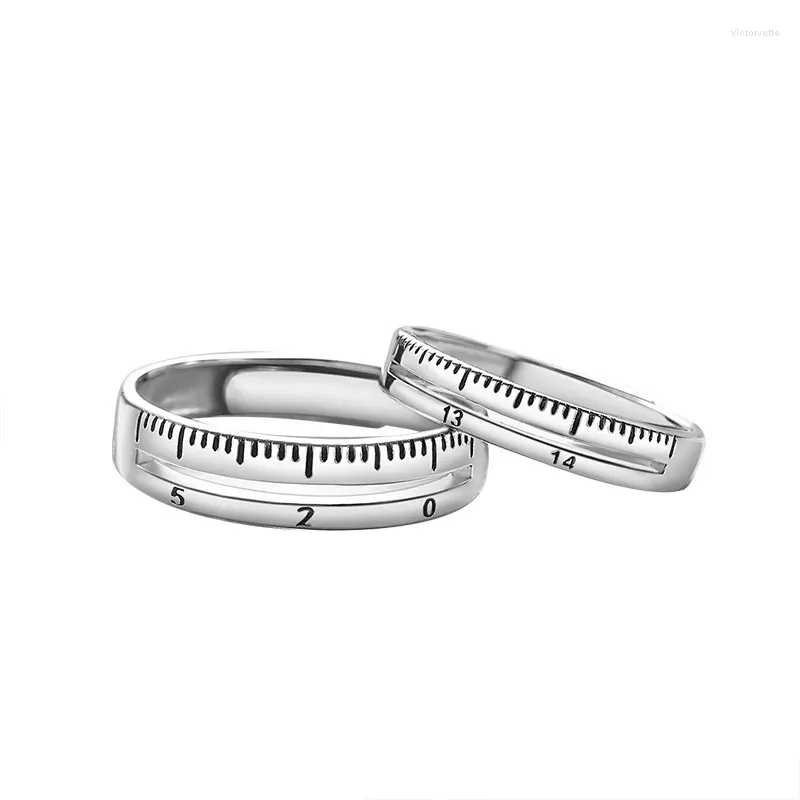 Bagues de cluster S925 Sterling Silver Love Scale Couple Bague INS Design minimaliste pour hommes et femmes coréen ouvert