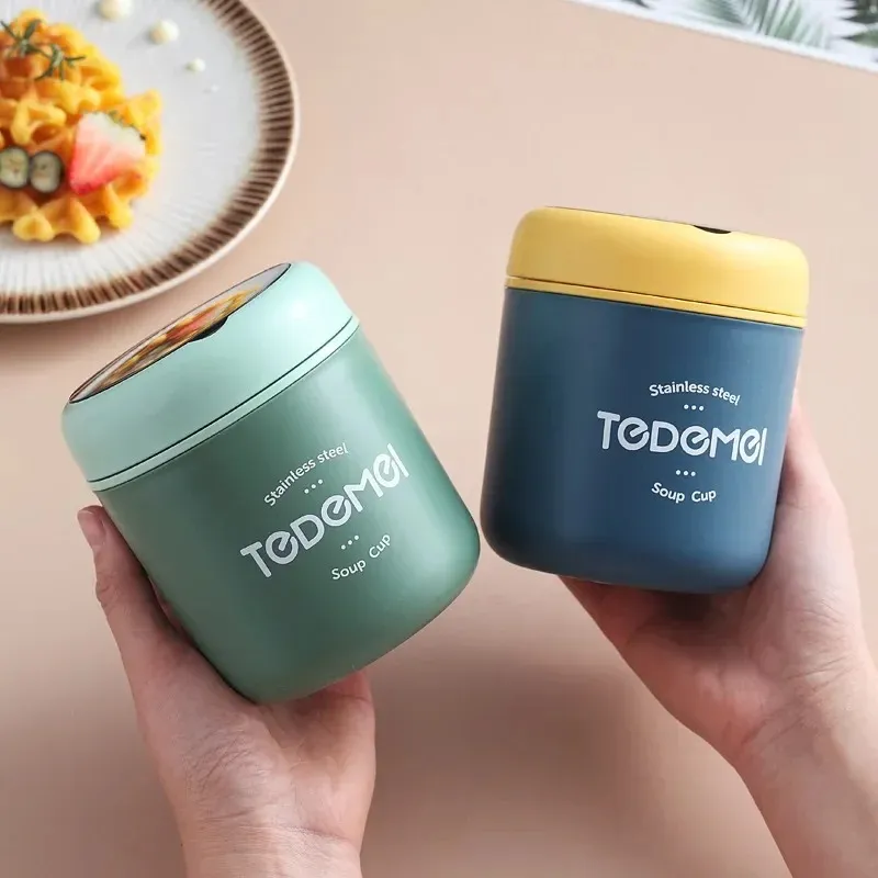 Mini boîte à déjeuner thermique, récipient alimentaire avec cuillère, tasse à soupe sous vide en acier inoxydable, boîte à déjeuner isolée