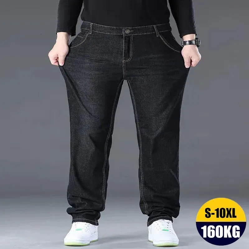 10XL Übergröße Jeans für Männer Mode lose Hosen Hosen Plus Size Baggy tägliche Arbeitskleidung großer Mann 240311