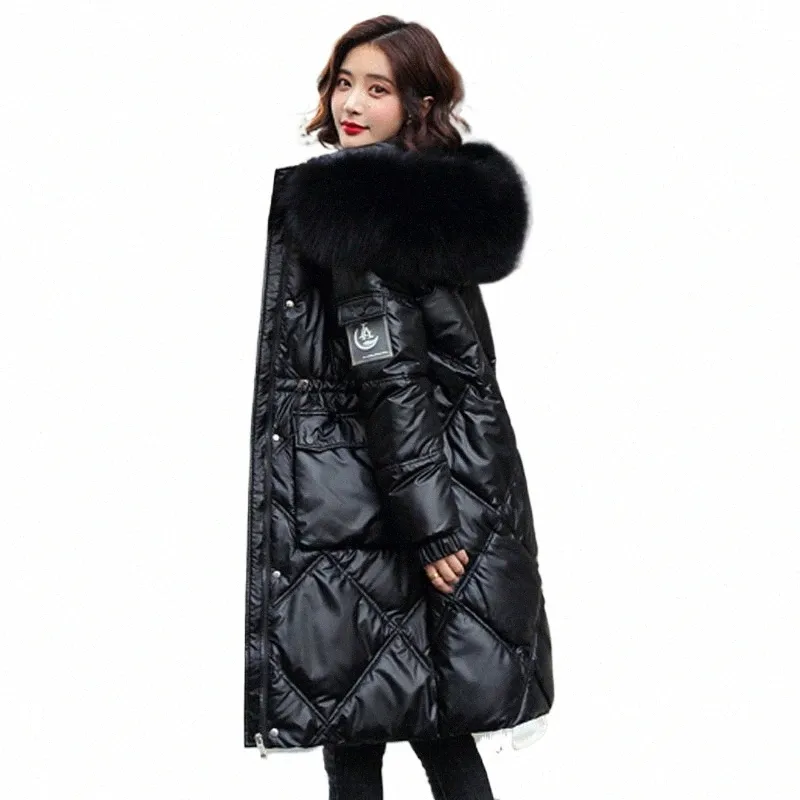 2021 new bright down jacket for women in winter Parka women Down coat with hooded big fur 8607 j2xL#