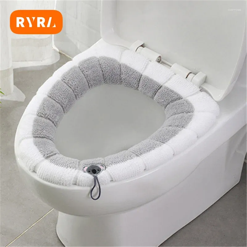 Toalety obejmuje Grubszy miękki zimowy cieplejszy pokrywę ciepłą poduszkę O-Typę z uchwytem uniwersalny akcesoria do łazienki
