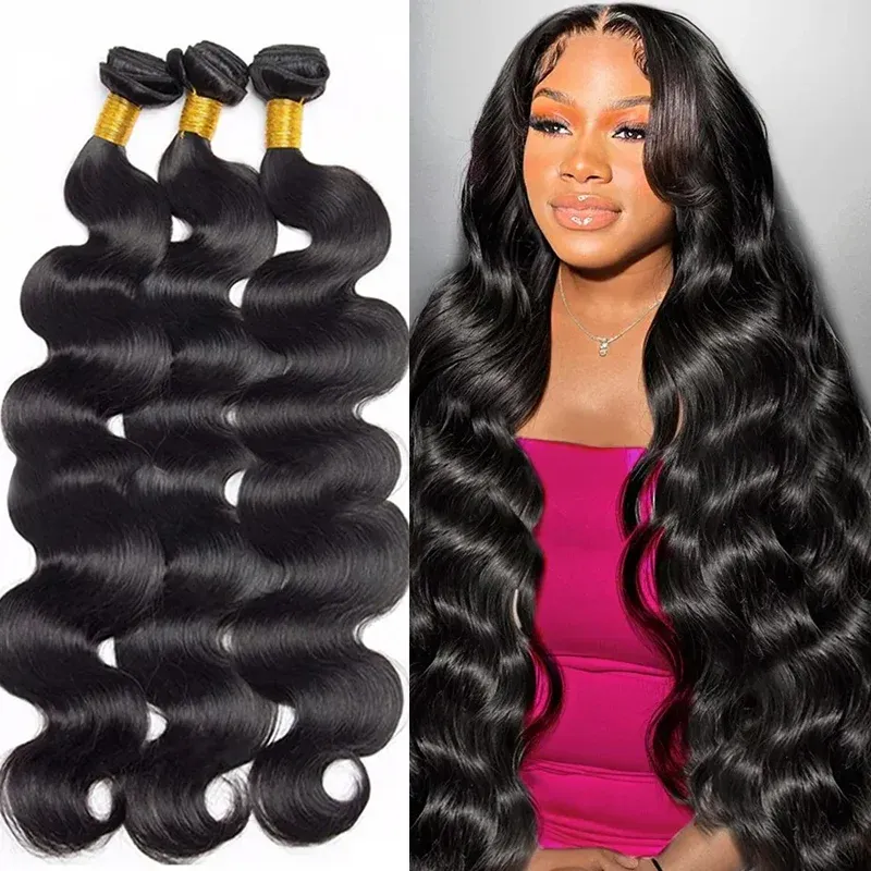 26 28 30 Inch Brazilian Hair Weave Bundles Body Water Wave 100% Remy Human Hair Extensions Weft for Women