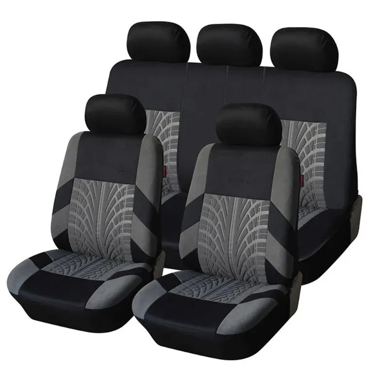 2023 New Embroidery Car Seat Covers Set Universal Fit Most Cars Covers with Tire Track Detail Styling Car Seat Protector