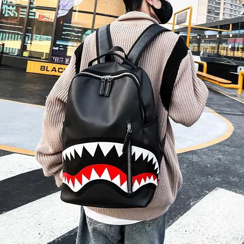 Large Capacity Shark Mouth PU Backpack For Students Fashionable Travel And Leisure Computer Bag From Vibratorsex 34.06 DHgate.Com