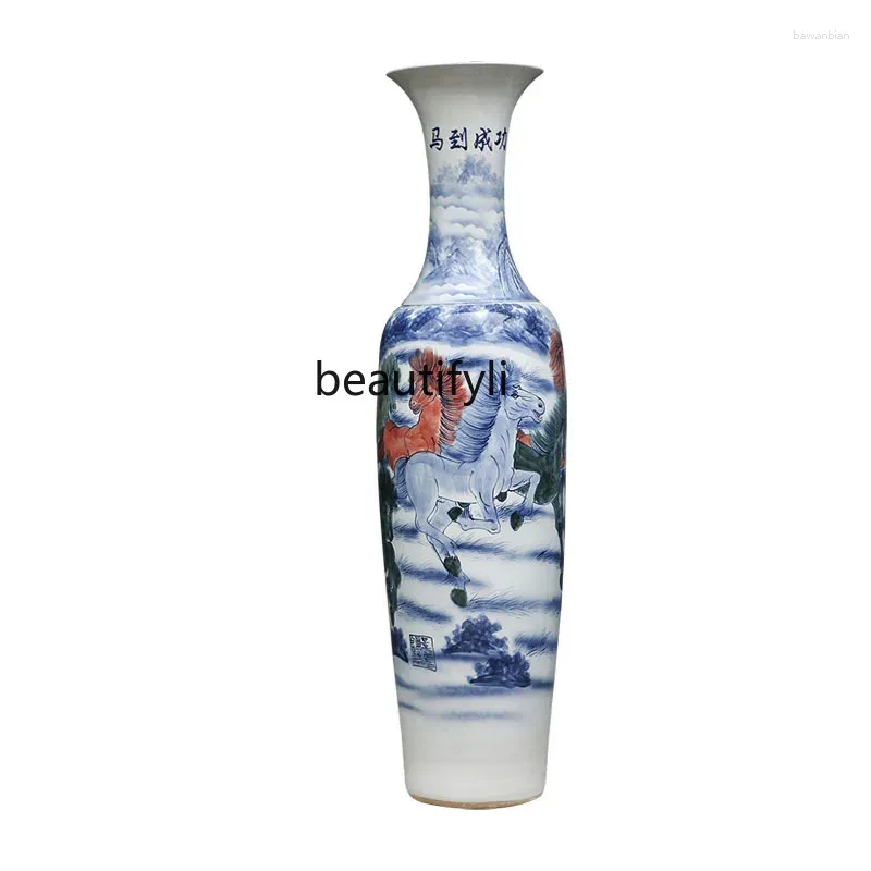 Vasos Jingdezhen Vaso de cerâmica 1,8 m pintado à mão sala de estar e el empresa abertura decoração grandes decorações