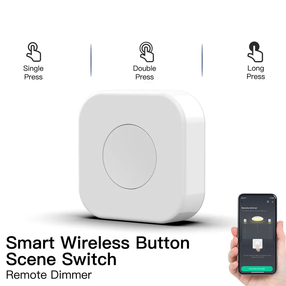 Kontroll Tuya Zigbee -knapp Smart Scene Switch Wireless Dimmer Multi Scene Linkage One Touch Control fungerar med smarta liv Zigbee -enheter