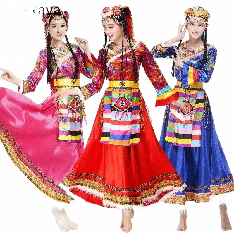 nuove maniche per esibizioni tibetane per adulti di minoranza femminile Slim dr danza tibetana s S4kb #