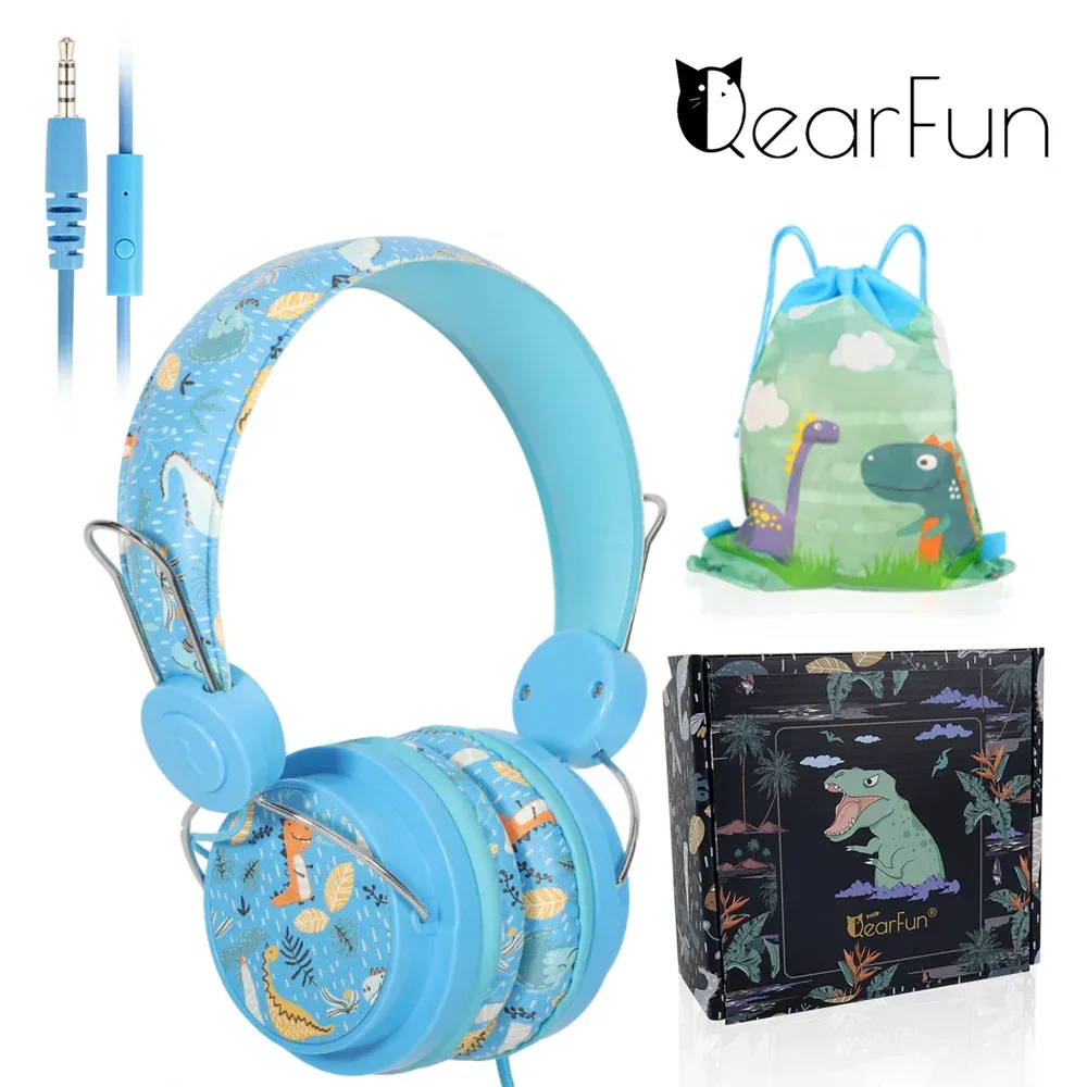 Casque / casque 3,5 mm Écouteur câblé Dinosaure Cutorne Unicorn Wired Ecoutphone With Mic Gaming Animal Headset Jack For Children Children Bandband