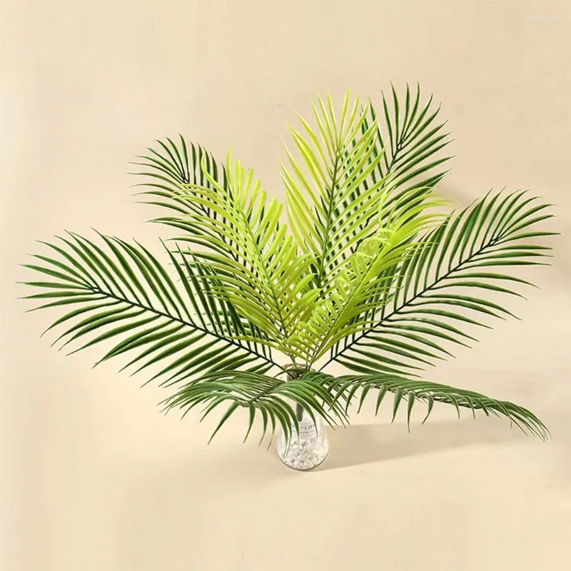 Decorative Flowers 2 Pieces Artificial Tree Plants Faux 9 Forks Fake Tropical Palm Leaves Ornaments Outdoors Kitchen Party Office