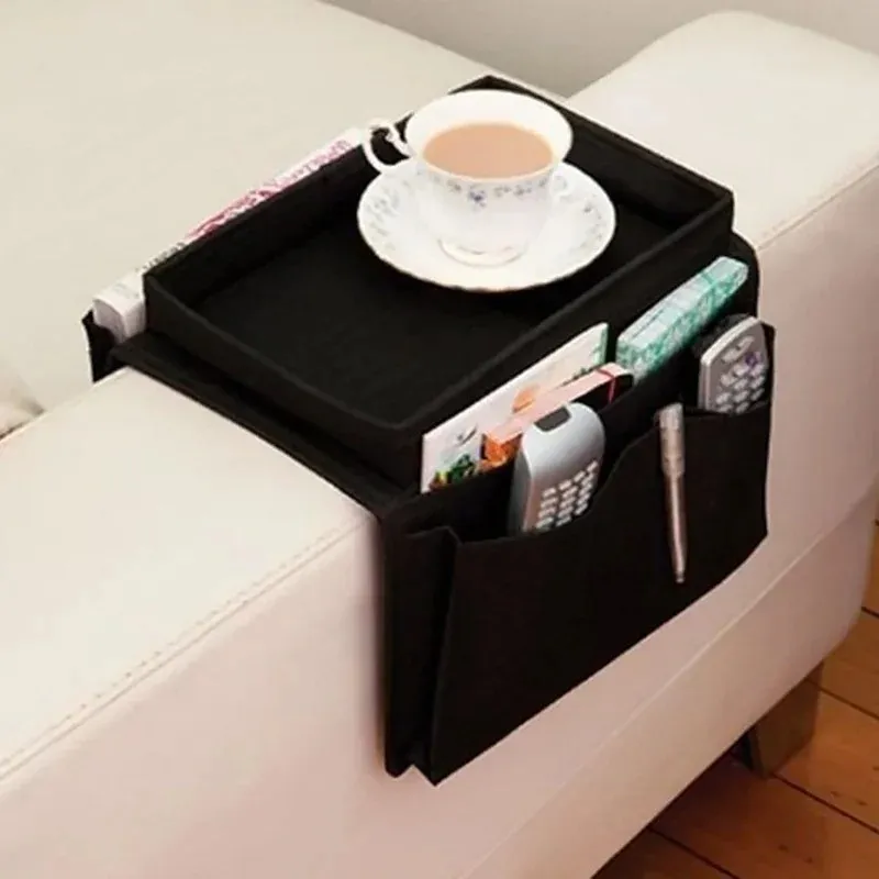 4 Pockets Storage Bag Sofa Handrail Tray Table Mat Couch Arm Rest Organizer Couch Table Top Holder Remote Control Organizer Bag