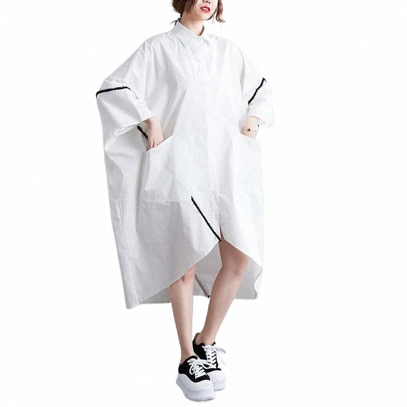 navy blue dress for baby girl White and Striped Asymmetrical Shirt Dress main image 0