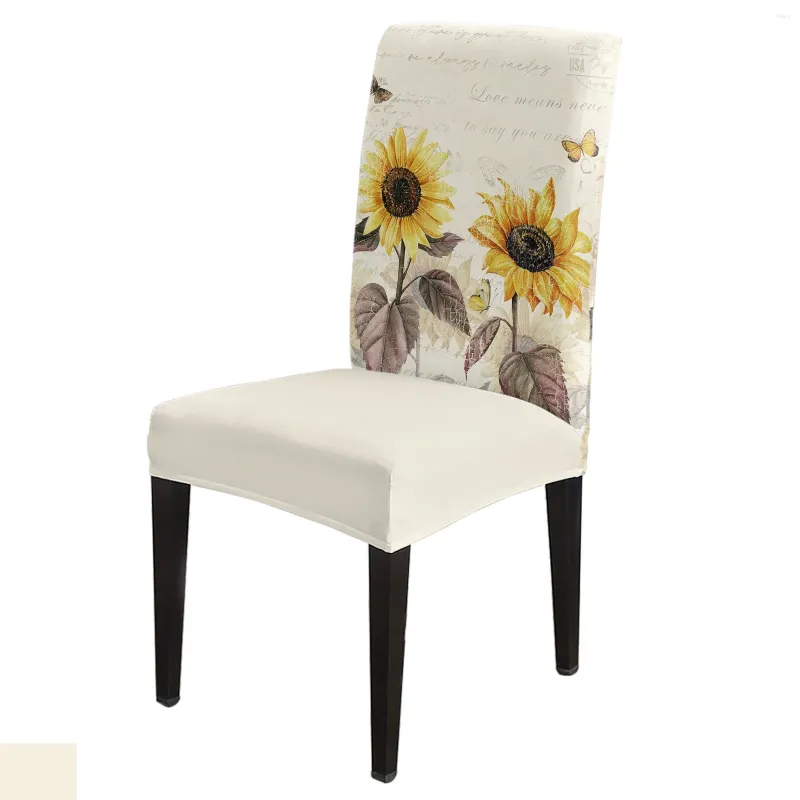 Chair Covers Vintage Flowers Butterflies Sunflower Cover For Kitchen Seat Dining Stretch Slipcovers Banquet El