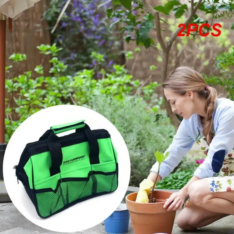 Sacos de armazenamento 2pcs saco de ferramentas multifuncional grande jardim bolsos de lona organizador kit tote escolha do jardineiro