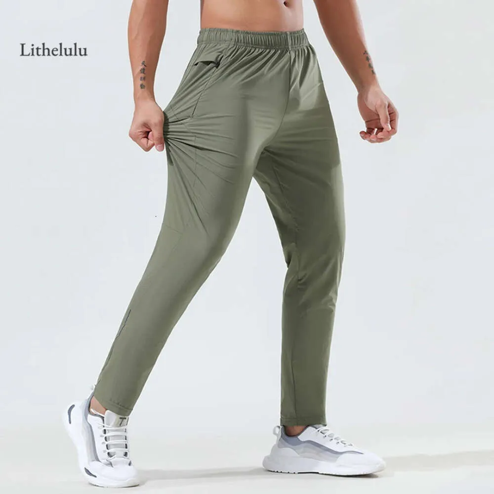 لو سراويل LU MEN MEN GAM PANTS سريعة الجافة الجافة السراويل اليوغا بنطلون الرياضة رياضة التدريب التدريب على تمرين مرنة الخصر بانتالون الليمون الرياضة 2024