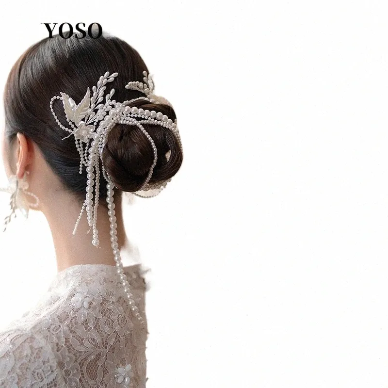 Bride Fairy Headwear Simple Mori Sweet Accores Korean Wedding White Yarn Dr Jewelry Headband Hair Accores N4ZH#