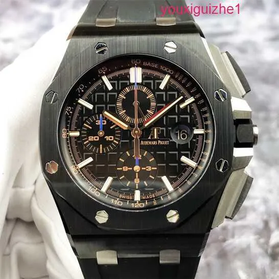 TOP AP BRIT WATK Royal Oak Offshore Series 26405CE Black Ceramic Mens Watch Blue Igle Timing Mechanical Watch 44 mm