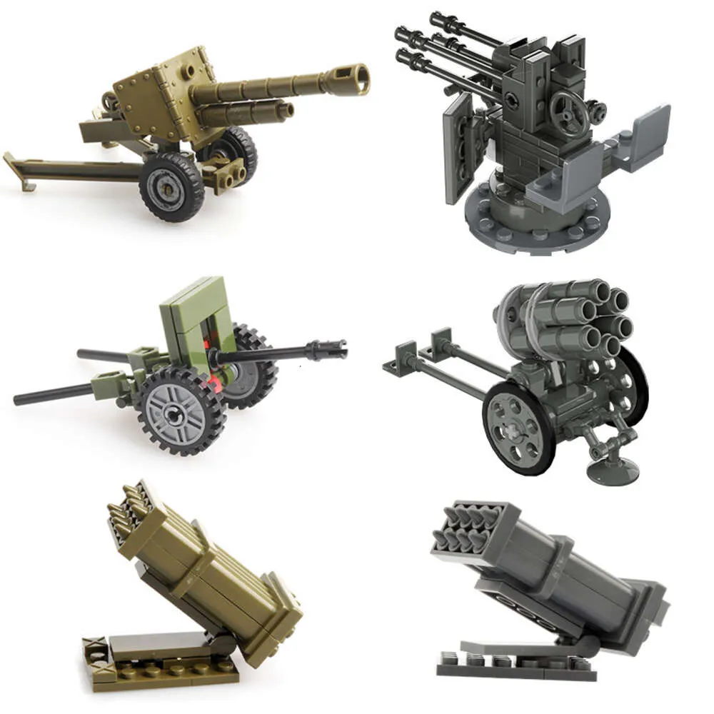 Soldats Accessoires de figurines tiers Obusiers Lance-roquettes Pistolets anti-aériens Assemblage militaire Blocs de construction Kits Jouets