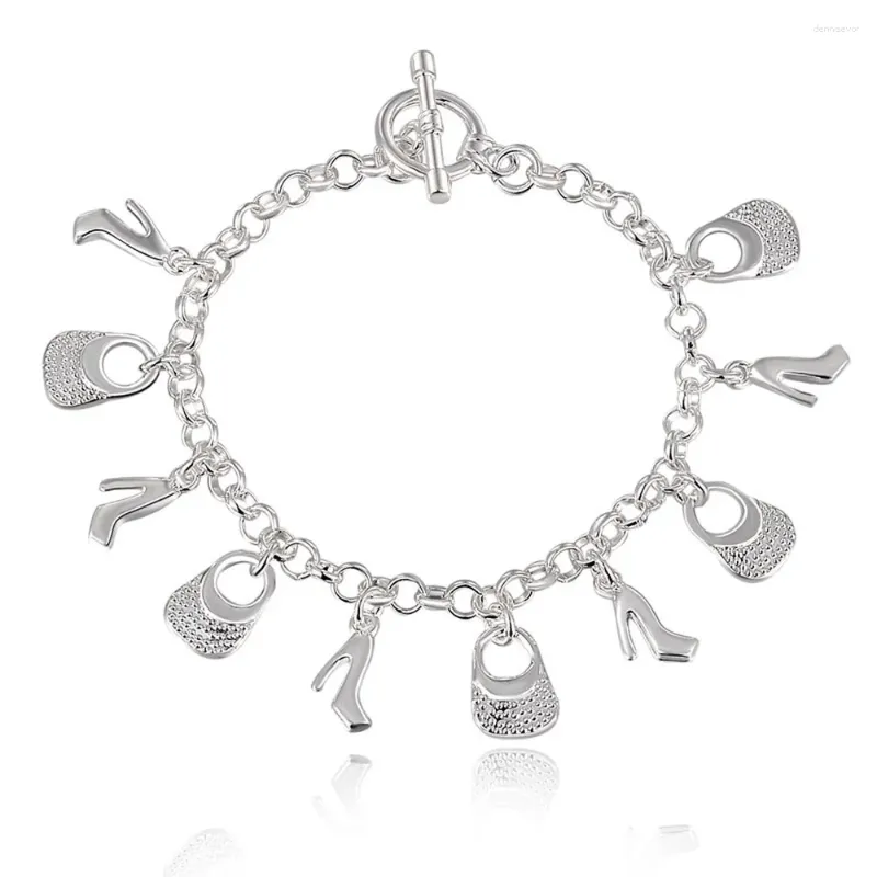 Charm Bracelets 925 Sterling Silver Zircon Shoe Bag Bracelet For Women Fashion Wedding Engagement Party Jewelry