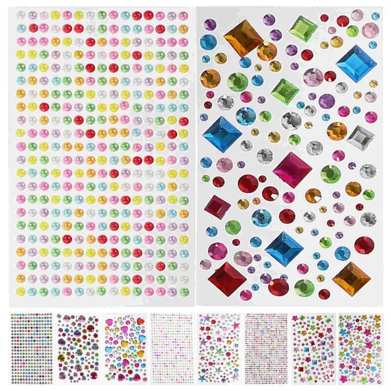 Storage Bottles 10 Sheets Craft Stick On Gems Acrylic Crafts Adhesive Sticker Jewels For Makeup ( Mixed Style)