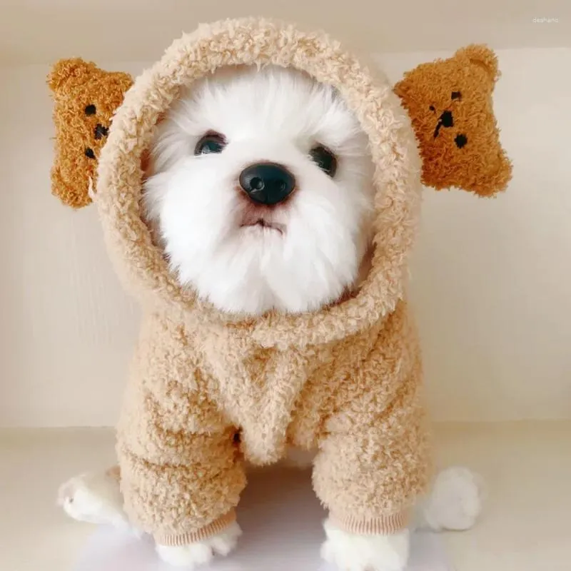 Hundkläder vinterstil små kläder husdjur fyrbenta björnörar som kämpar valp teddy katt
