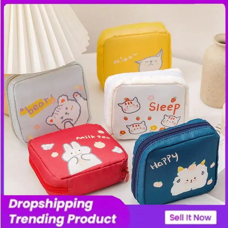 Storage Bags Sanitary Napkin Cartoon Durable Menstrual Period Portable Household Products Miss Oxford Cloth Convenient Pads Mini