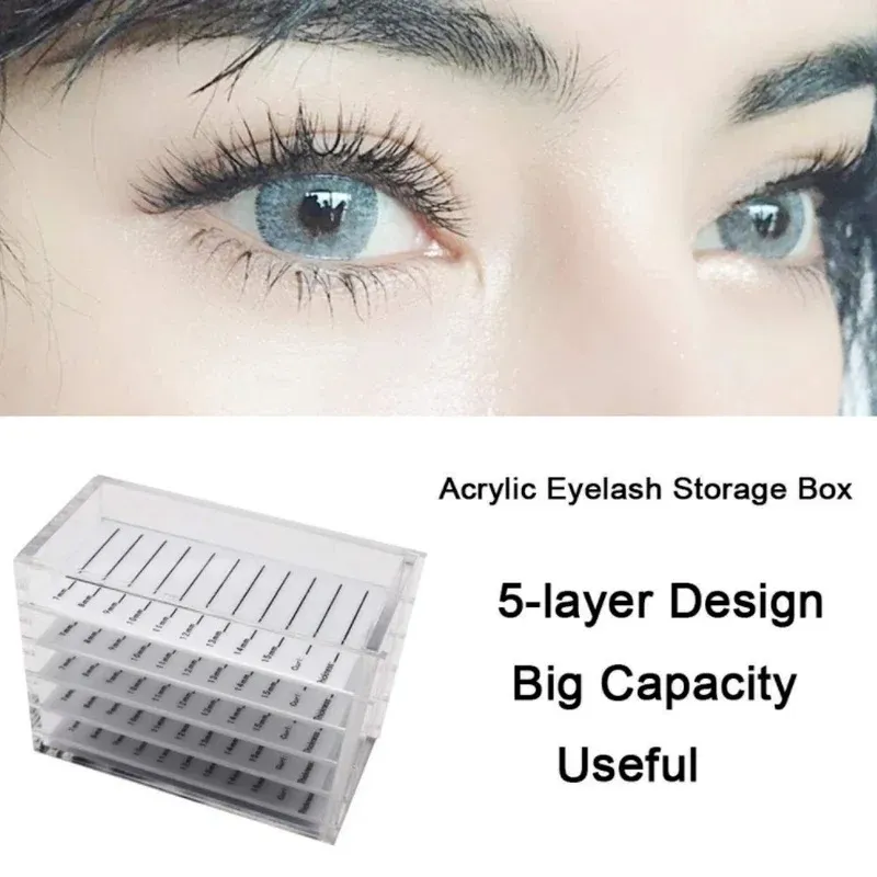 2024 5 Layer Acrylic Eyelash Tile Box with Clear Storage and Drawer for Organizing and Displaying Your Lashes - for Acrylic Lash Tile Box