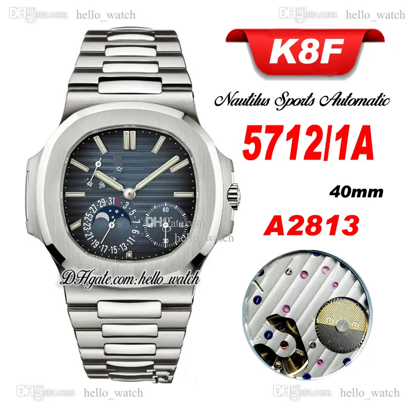 K8F 40mm Sport 5712/1A-001 Gangreserve Automatik Herrenuhr 5712 D-Blue Texture Zifferblatt Saphir Edelstahl Armband Uhren hellowatch PPHW Z21A