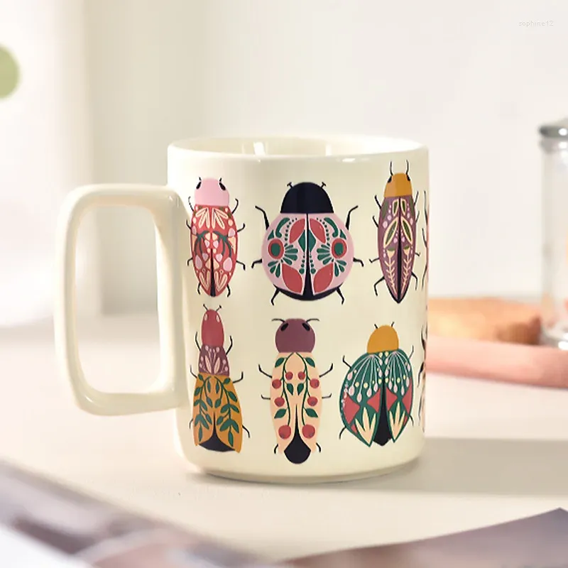 Mokken Insect Patroon Keramische Mok Creatieve Cartoon Met Handvat Koffie Huishoudelijk Ontbijt Melk Sap Cup Verjaardagscadeaus