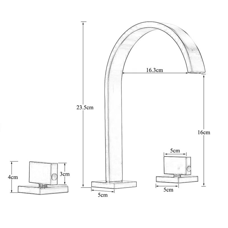 Robinet de bassin de salle de bain doré poli en laiton robinets d'évier répandus à deux poignées à double poignée montée à eau chaude et à eau froide