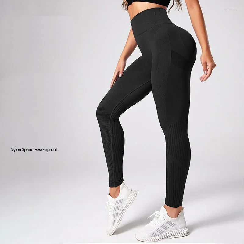 Damesleggings Lange naadloze yogabroek Dames Hoge taille Heup-tot-heup Strakke broek Billen Elastisch Fitnessmodellen