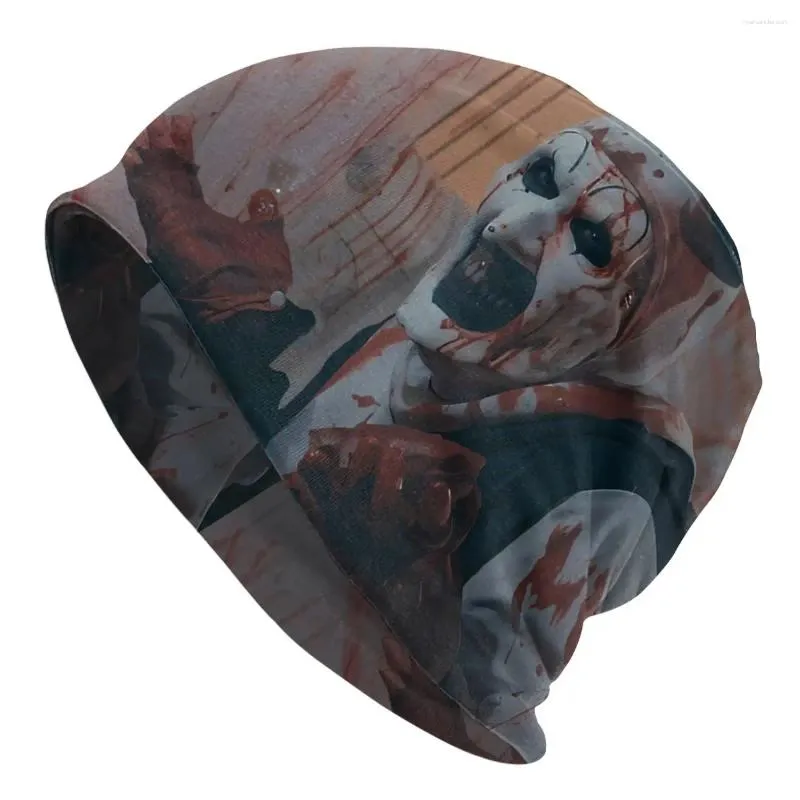 Berets terrifier filmes de terror crânios gorros bonés o palhaço fazendo uma bagunça chapéu fino outono bonnet chapéus das mulheres dos homens unisex boné de esqui