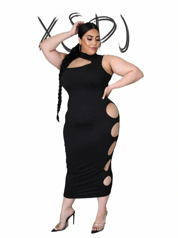 Лето Dr Women 2023 Новинка черного цвета Dr Tight Hollow Out Sexy Lg Dres Chic Elegant Plus Size Оптовая Прямая поставка B0EU #