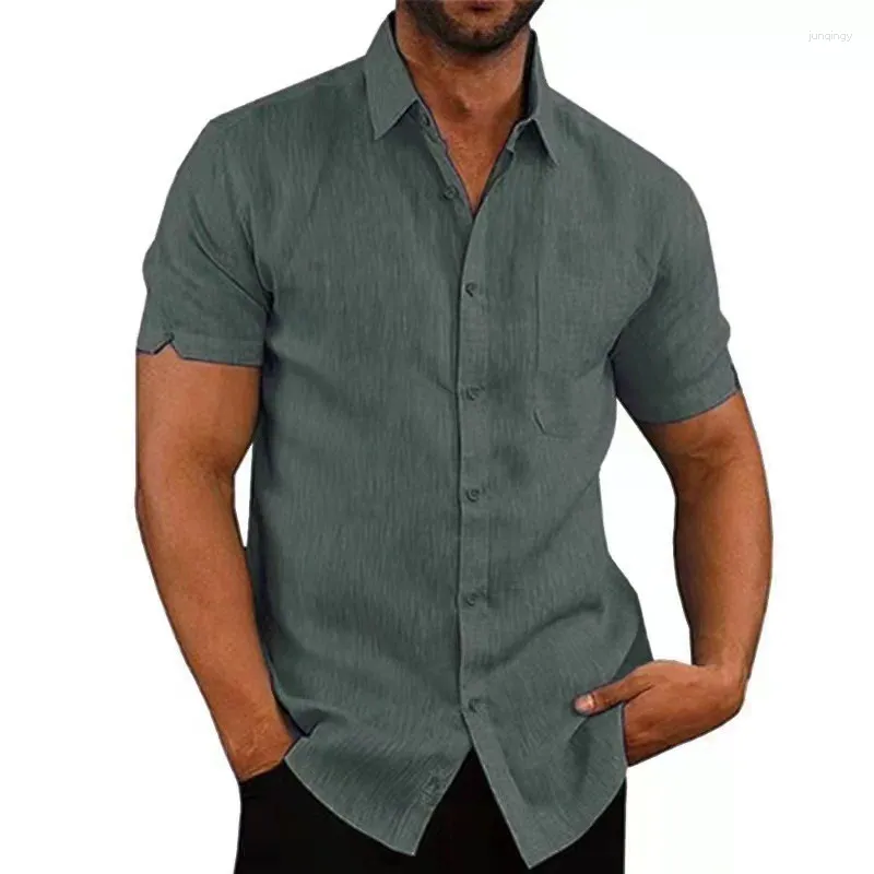 Camisas casuais masculinas verão polo colarinho manga curta moda coreana viagens de negócios de alta qualidade praia havaiana ultra leve botão de linho