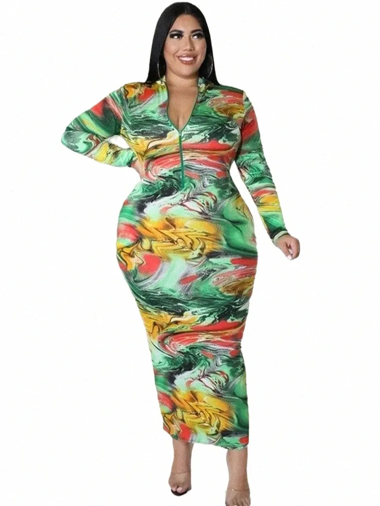 Plus Size Tie Dye Maxi Dress - Women's Long Sleeve Casual Bodycon Dress  with Zipper Back, Wholesale Available! from Dhgate Urban Sexy Dresses -  price 18.38
