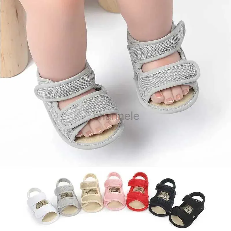 Sandały 0-18 m Summek Sandały unisex sandały dziewczynki Baby Girl Buty Solid Kolor Net Tkanina oddychająca dla dzieci Sandały dla niemowląt Sandały 240329