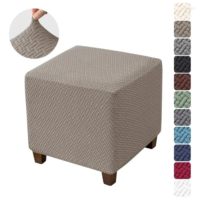 Stol täcker Jacquard Elastic Ottoman Stool Cover Square Stretch Foot Pool All-Inclusive Dustpoof Footrost Slipcovers avtagbara