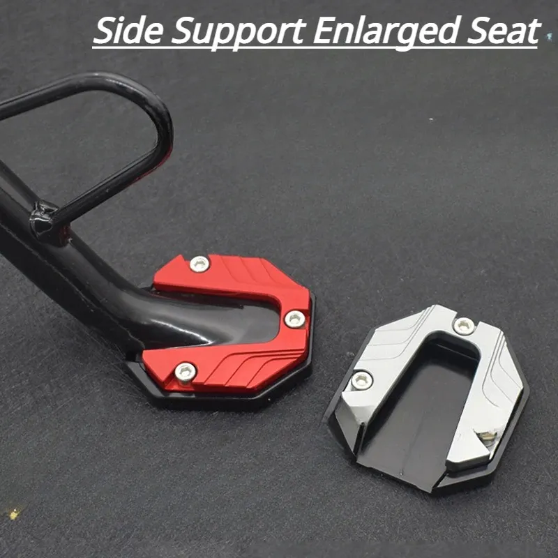 Liga de alumínio da motocicleta bicicleta kickstand extensor pé suporte lateral extensão almofada pé placa suporte moto acessórios d7ya