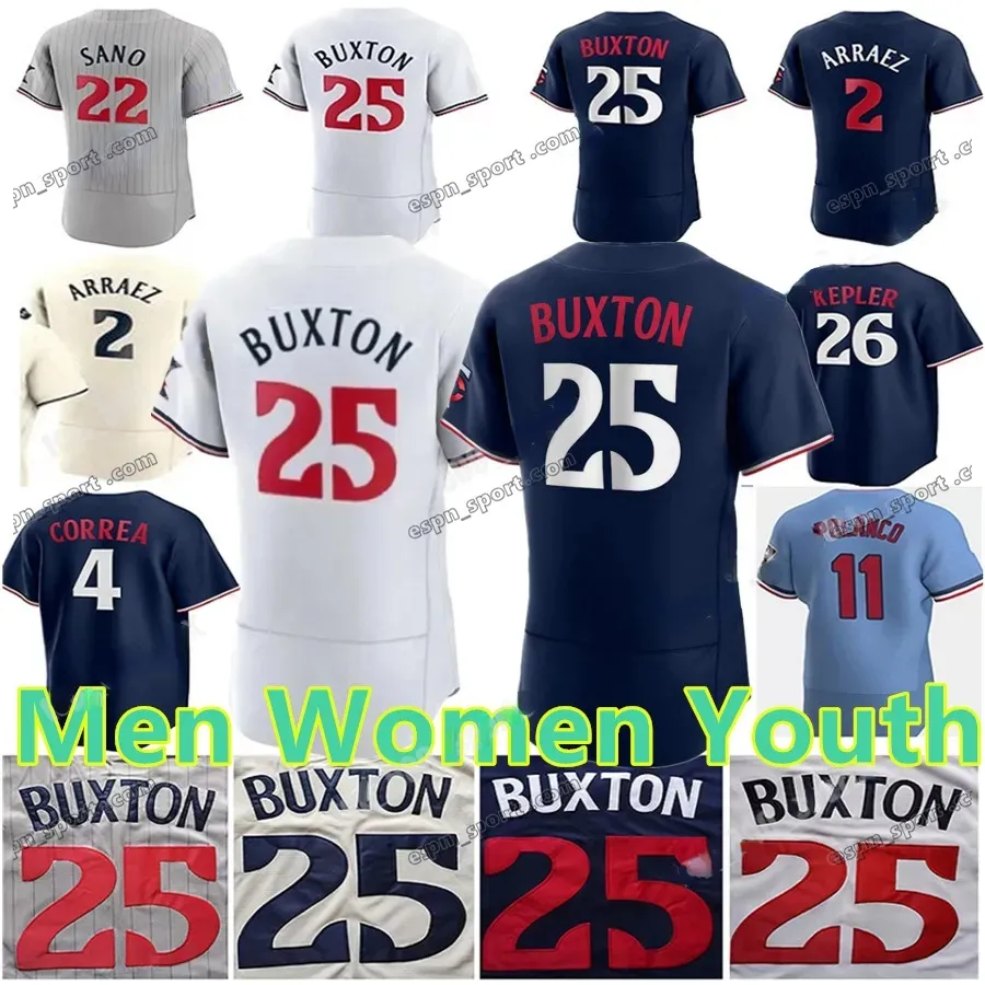 2024 Twins Royce Lewis Maillots Byron Buxton Luis Arraez Jose Miranda Carlos Correa Max Kepler Nick Gordon Jorge Polanco Miguel SanoGary Sanchez Gio Urshela Baseball