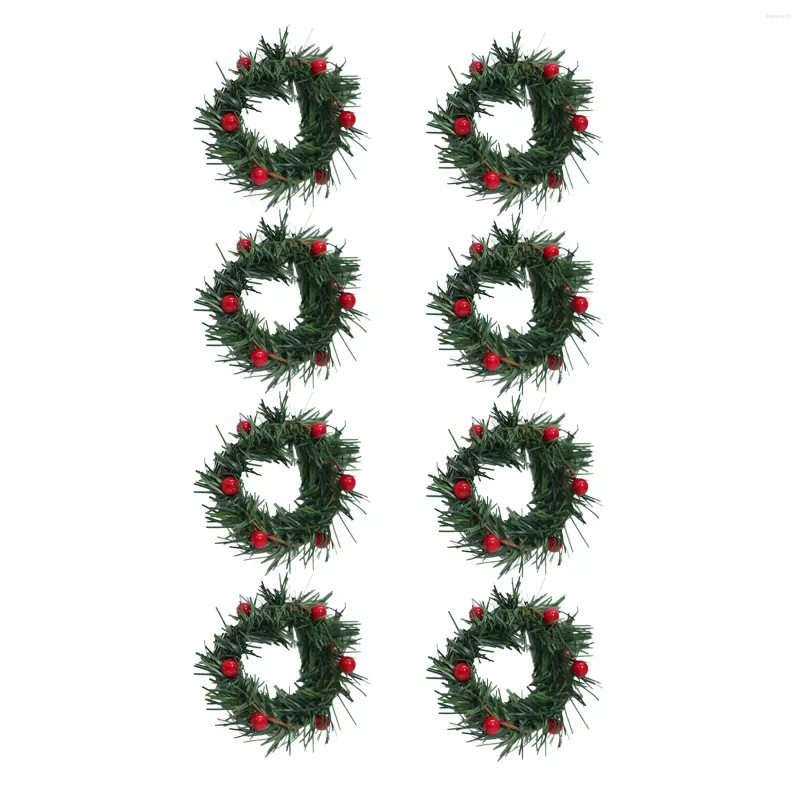 Decorative Flowers 8x Candle Ring Wreath Pillar Candleholder Greenery Farmhouse For Easter Wedding Festival Table Halloween