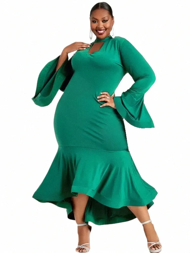 aomei onregelmatige feestjurk plus size groen uitgesneden lg flare mouw satijnen bodyc zeemeermin avondevenement jassen voor vrouwen 2024 o3lc #