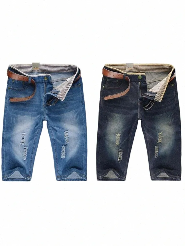 Fi Hole Denim Shorts Uomo Estate Y2K Vintage Pantaloncini dritti Tasca con zip Maschio Casual Viaggio Jeans Pantaloni corti Streetwear K9qQ #