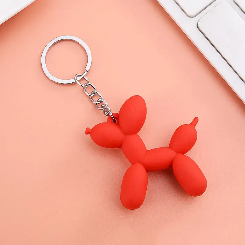 Cartoon Balloon Dog Keychain Colorful Soft Rubber PVC Lovely Keychains For Women Chain Car Key Ring Bag Pendant Jewelry