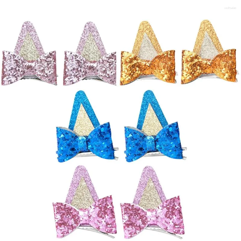 Hair Accessories 2Pcs Dog Ears Bow Clips Toddler Kids Cute Glitter Hairpins Children Costume Girls Bows Hairpin Halloween Party